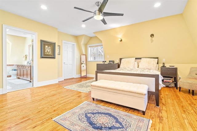 bedroom featuring recessed lighting and light wood-type flooring