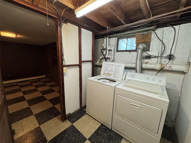 clothes washing area featuring washer and clothes dryer