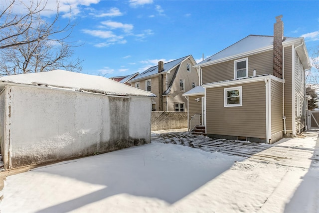 view of snow covered property