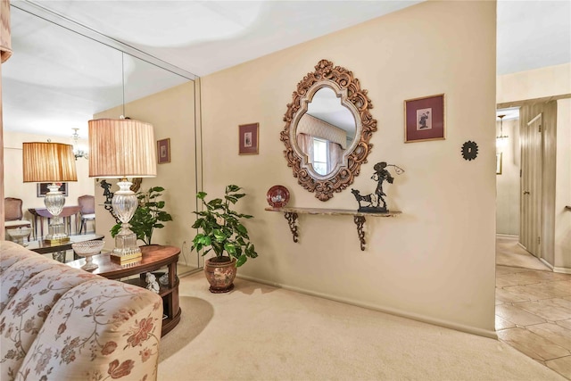 interior space with light colored carpet