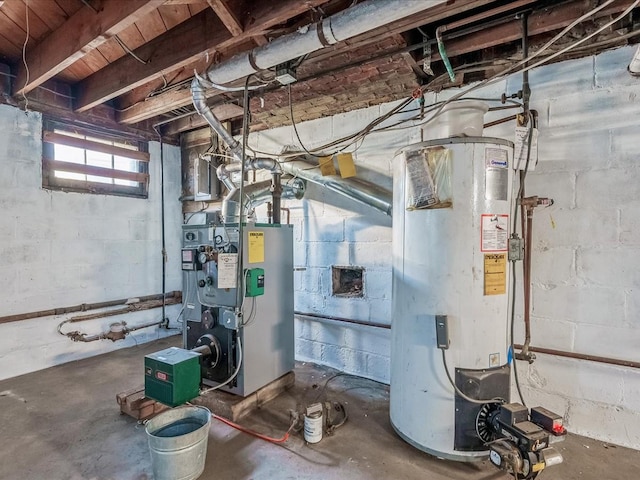 utility room with water heater