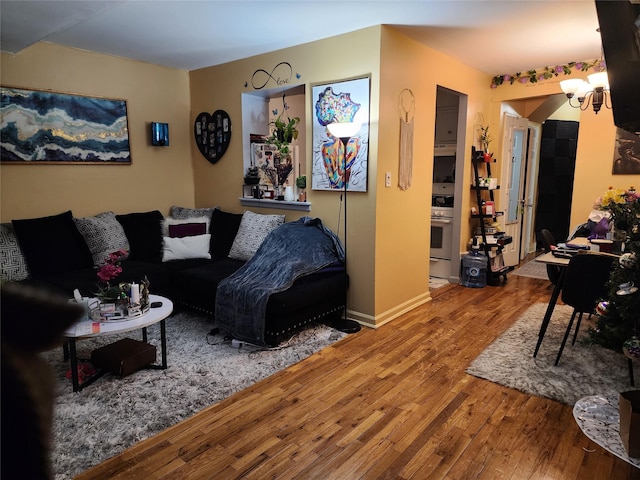 living room with wood-type flooring