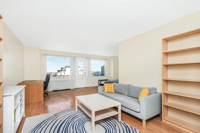 living room with light wood-type flooring