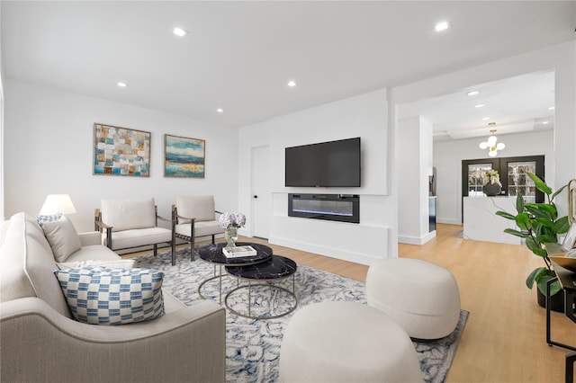 living room featuring light hardwood / wood-style flooring