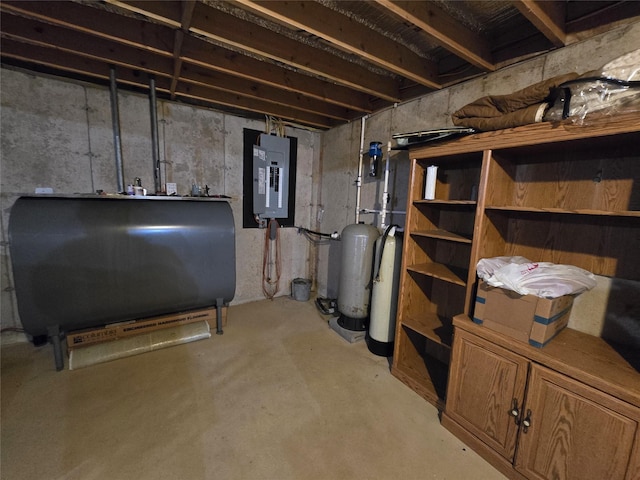 basement with electric panel