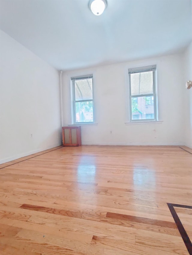 empty room featuring a healthy amount of sunlight and light hardwood / wood-style floors