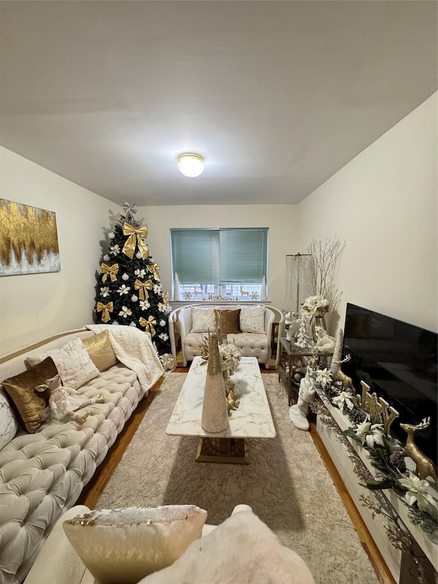 living room with hardwood / wood-style floors