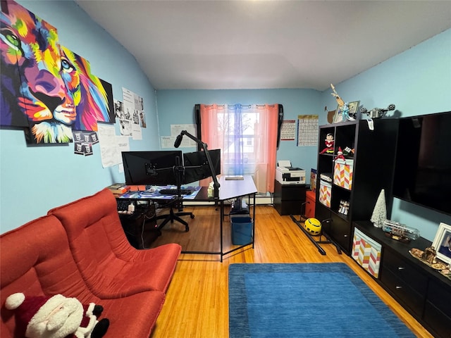 office area featuring hardwood / wood-style floors