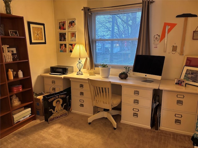 office area with light colored carpet