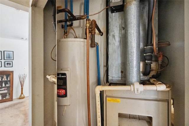 utility room with electric water heater