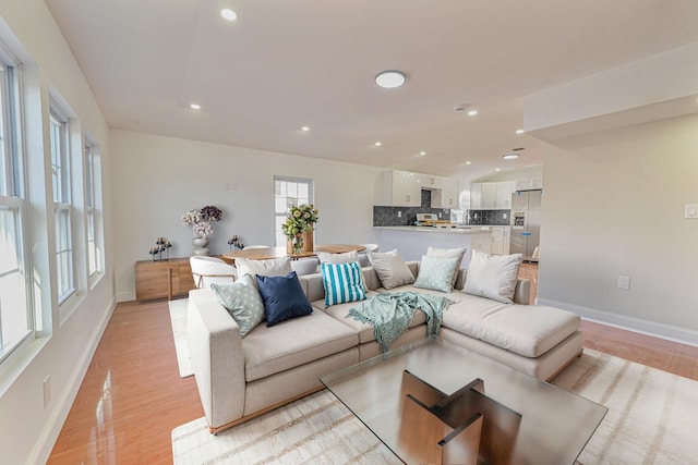 living room with light wood-type flooring