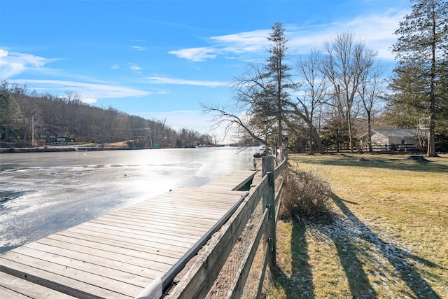 view of dock featuring a water view