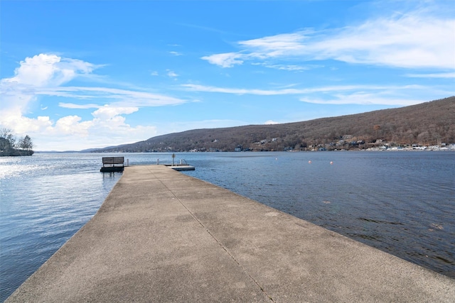 dock area with a water and mountain view