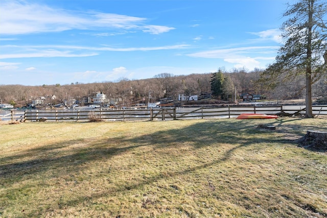 view of yard with a rural view