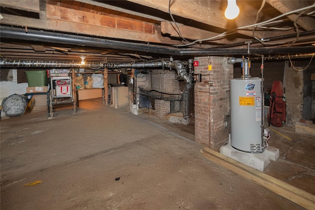 basement featuring water heater