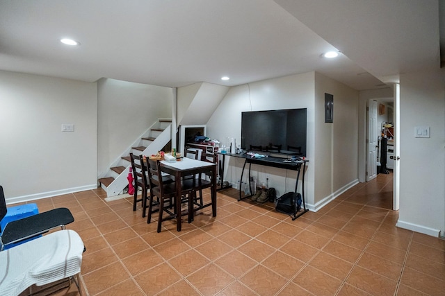 dining room with light tile patterned floors