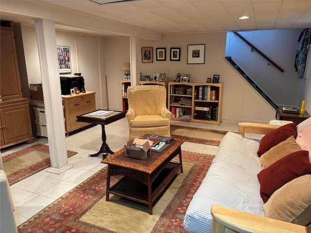 view of tiled living room