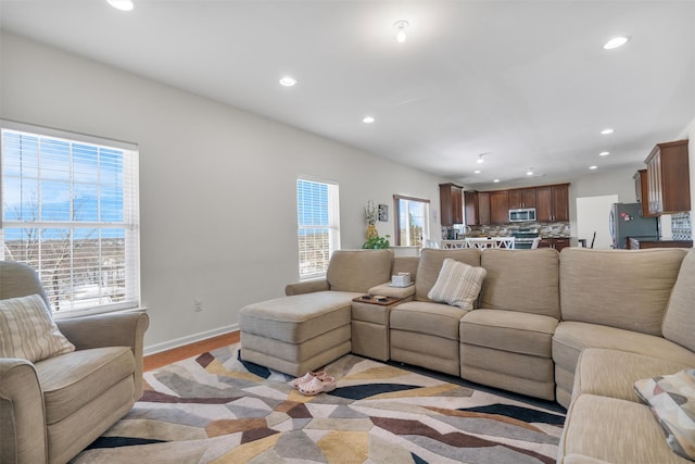 living room featuring light hardwood / wood-style floors