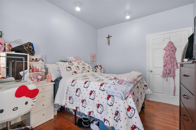 bedroom featuring dark hardwood / wood-style flooring