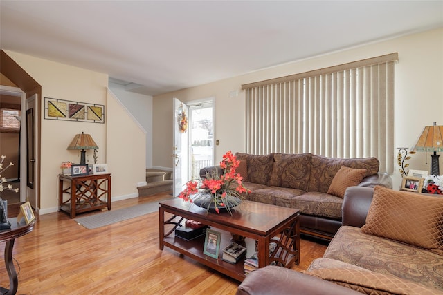 living room featuring light hardwood / wood-style floors