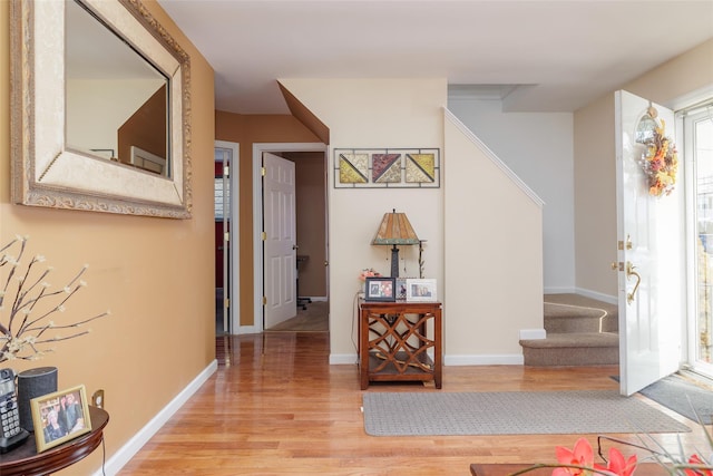 hall featuring light wood-type flooring