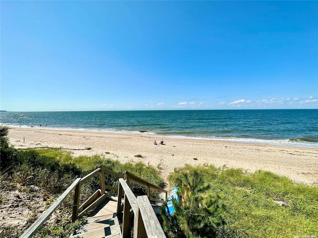 view of water feature with a view of the beach