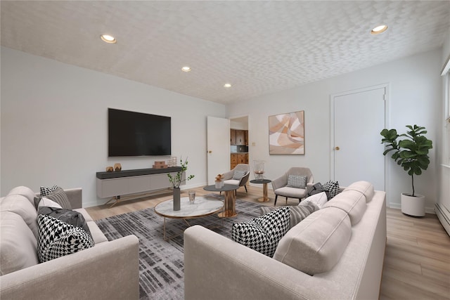 living room with light hardwood / wood-style flooring