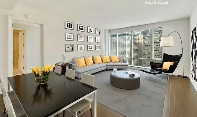 living room with hardwood / wood-style flooring