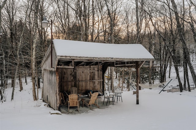 view of snow covered structure