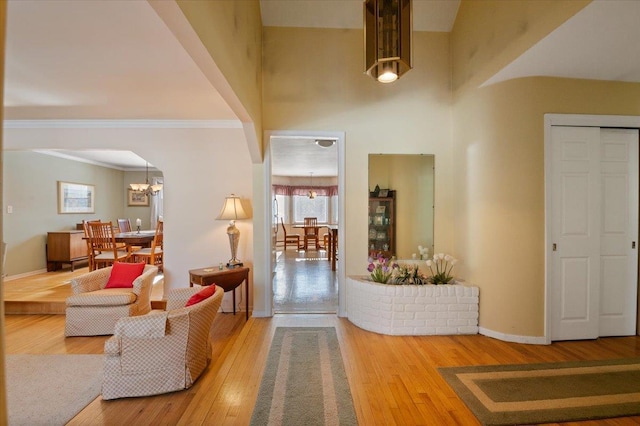 interior space with a chandelier