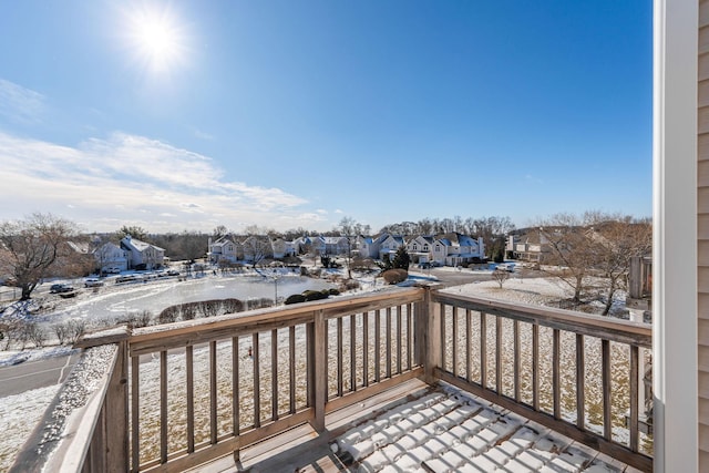 view of snow covered deck