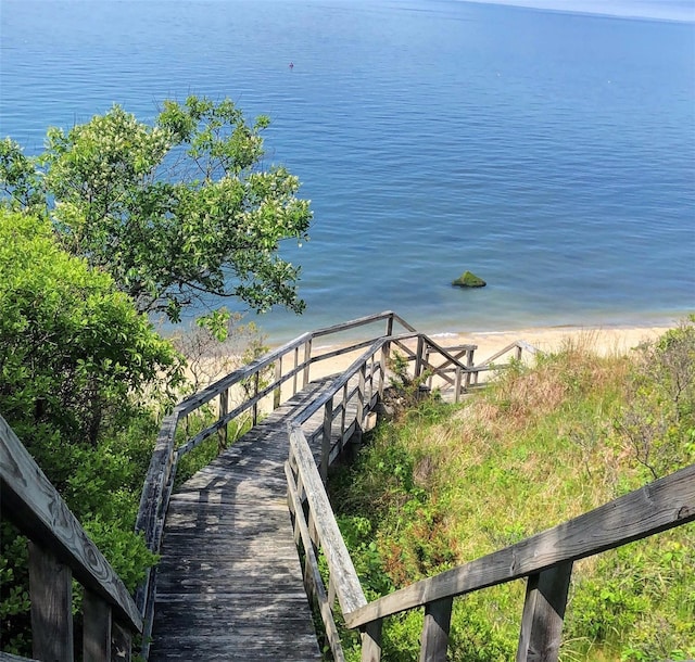 property view of water featuring a view of the beach