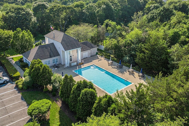 view of swimming pool featuring a patio