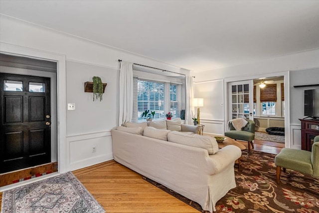 living room with hardwood / wood-style floors