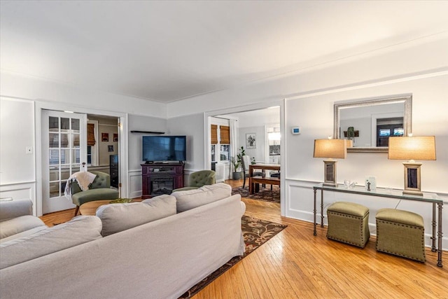 living room with wood-type flooring