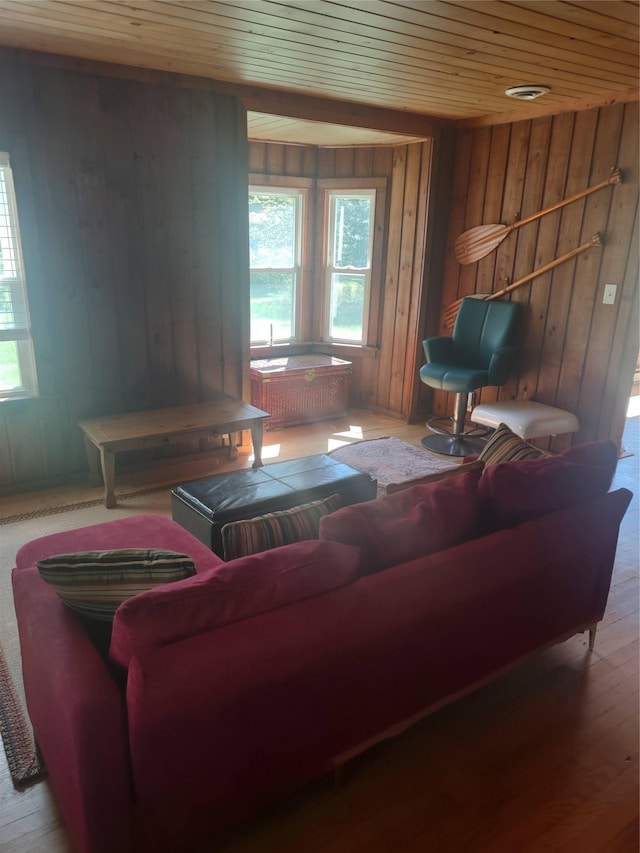 1139 State Route 17b, Mongaup Valley, NY 12762 - living room featuring healthy amount of natural light, wood ceiling, wooden walls, and wood finished floors