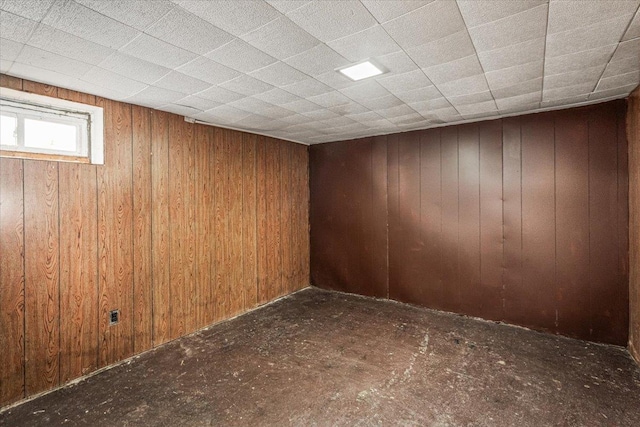 basement with wood walls