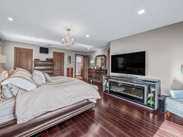 bedroom featuring a chandelier