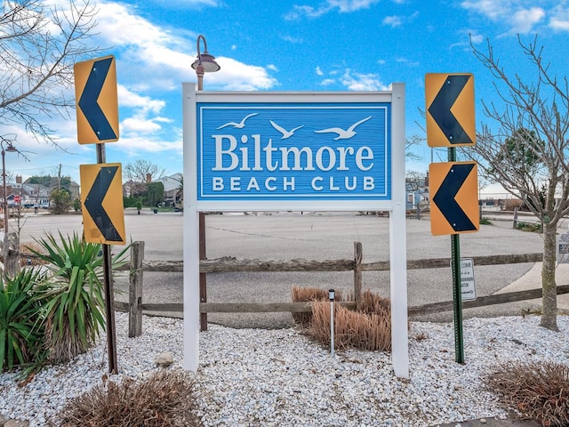 view of community sign