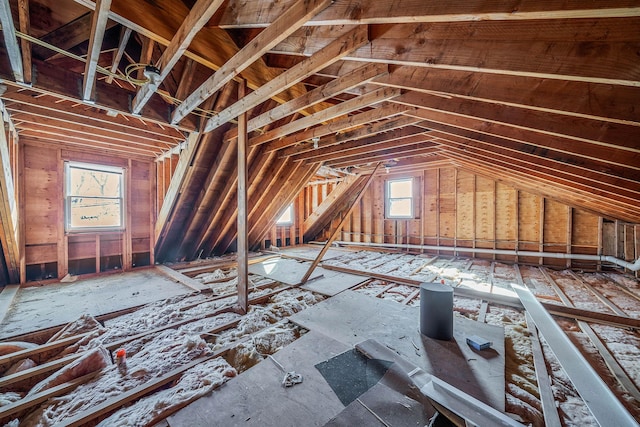 view of unfinished attic