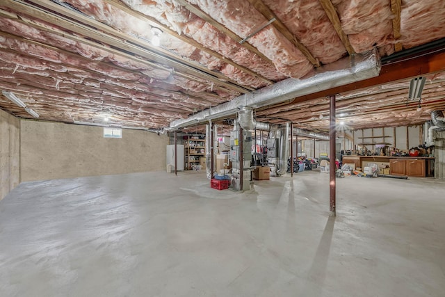 basement with water heater