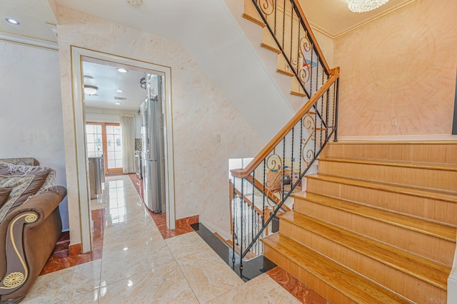 interior space with ornamental molding