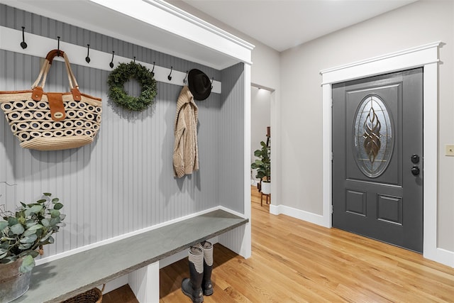 mudroom featuring wood-type flooring