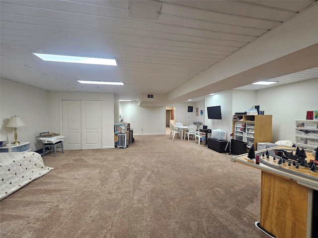 basement featuring carpet