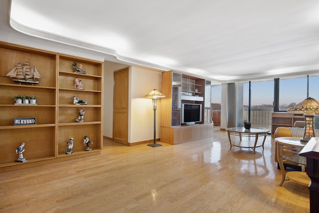 living room featuring light wood-type flooring