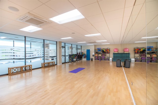 workout area featuring hardwood / wood-style flooring