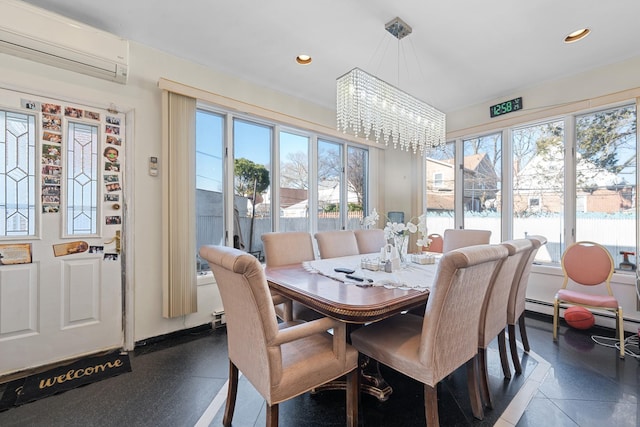 138-65 63rd Ave, Flushing, NY 11367 - sunroom with a wall mounted air conditioner and a chandelier