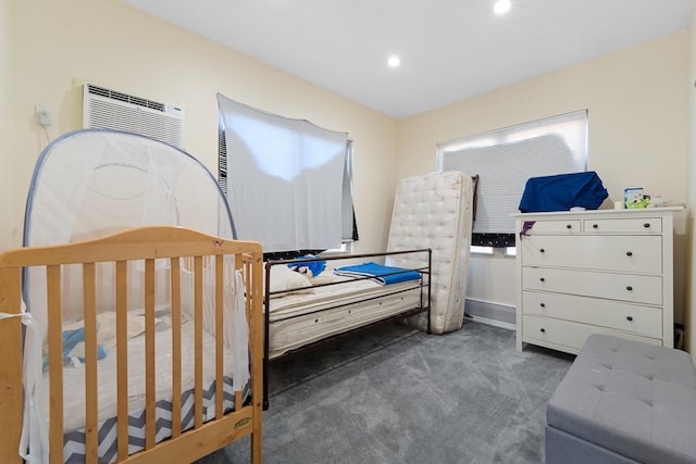 138-65 63rd Ave, Flushing, NY 11367 - bedroom featuring carpet floors, an AC wall unit, and recessed lighting