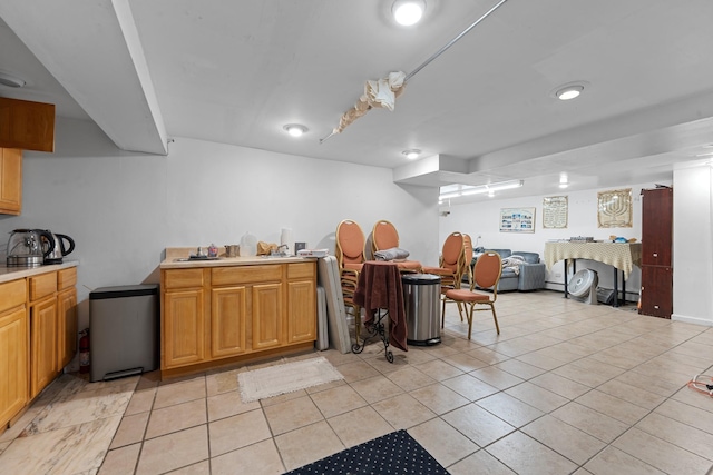 138-65 63rd Ave, Flushing, NY 11367 - kitchen with light countertops, light tile patterned floors, and open floor plan