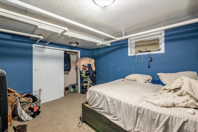 carpeted bedroom with a closet